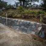Retaining wall random stone concrete