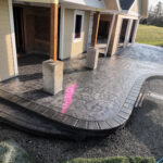 stone textured concrete stamping colored tillamook
