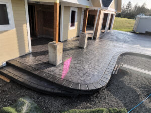 stone textured concrete stamping colored tillamook