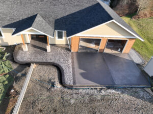 stone textured concrete stamping colored tillamook