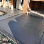 stone textured concrete stamping colored tillamook