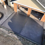 stone textured concrete stamping colored tillamook