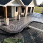 stone textured concrete stamping colored tillamook