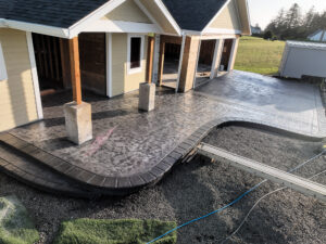 stone textured concrete stamping colored tillamook