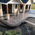 stone textured concrete stamping colored tillamook