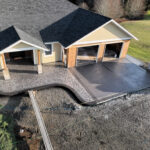 stone textured concrete stamping colored tillamook