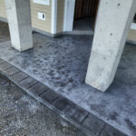 stone textured concrete stamping colored tillamook