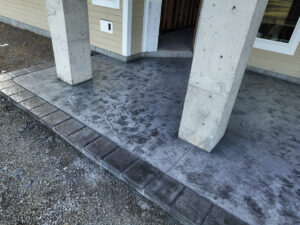 stone textured concrete stamping colored tillamook