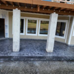 stone textured concrete stamping colored tillamook