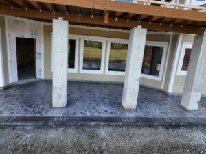 stone textured concrete stamping colored tillamook