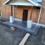 stone textured concrete stamping colored tillamook