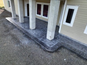 stone textured concrete stamping colored tillamook