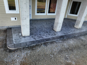 stone textured concrete stamping colored tillamook