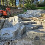formless concrete retaining wall & hardscaping natural stone concrete