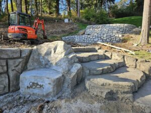formless concrete retaining wall & hardscaping natural stone concrete