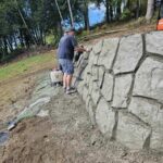 formless concrete retaining wall & hardscaping natural stone concrete