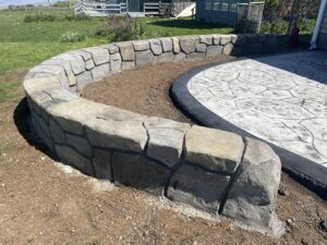 flagstone patio seascape border random stone wall