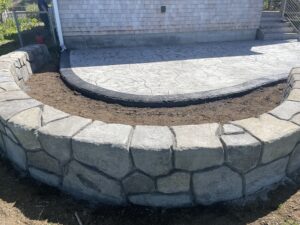flagstone patio seascape border random stone wall