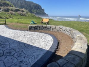 flagstone patio seascape border random stone wall