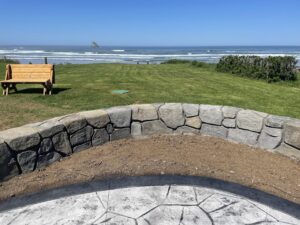 flagstone patio seascape border random stone wall