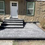 formless concrete retaining wall & hardscaping natural stone concrete