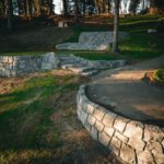 formless concrete retaining wall & hardscaping natural stone concrete
