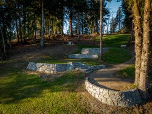 formless concrete retaining wall & hardscaping natural stone concrete