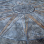 concrete medallion and flagstone patio