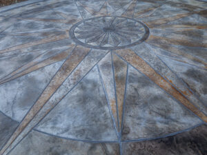 concrete medallion and flagstone patio