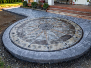 concrete medallion and flagstone patio