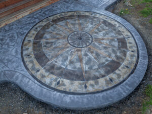 concrete medallion and flagstone patio