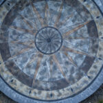 concrete medallion and flagstone patio