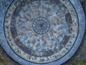 concrete medallion and flagstone patio