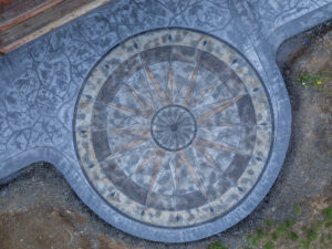 concrete medallion and flagstone patio