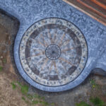 concrete medallion and flagstone patio