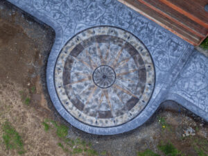 concrete medallion and flagstone patio