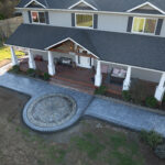 concrete medallion and flagstone patio