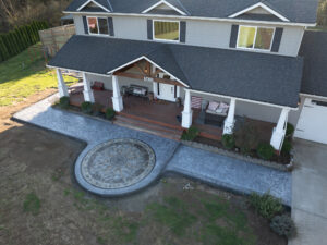 concrete medallion and flagstone patio