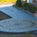concrete medallion and flagstone patio