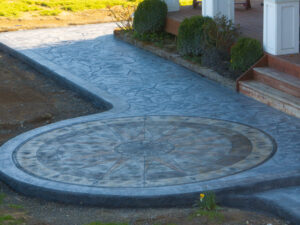 concrete medallion and flagstone patio