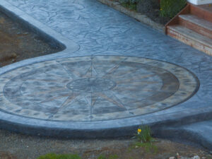 concrete medallion and flagstone patio
