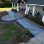 concrete medallion and flagstone patio