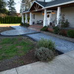 concrete medallion and flagstone patio