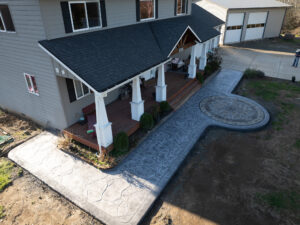 concrete medallion and flagstone patio
