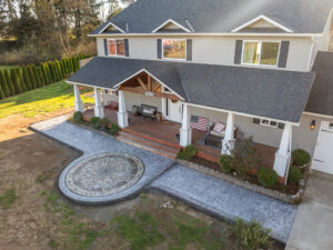 concrete medallion and flagstone patio