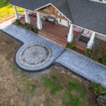 concrete medallion and flagstone patio