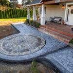 concrete medallion and flagstone patio