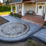 concrete medallion and flagstone patio