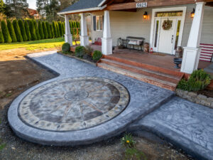concrete medallion and flagstone patio