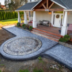 concrete medallion and flagstone patio